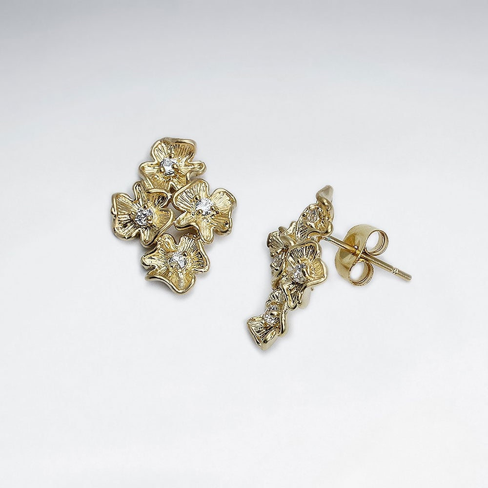 Brass Floral Cross Earrings