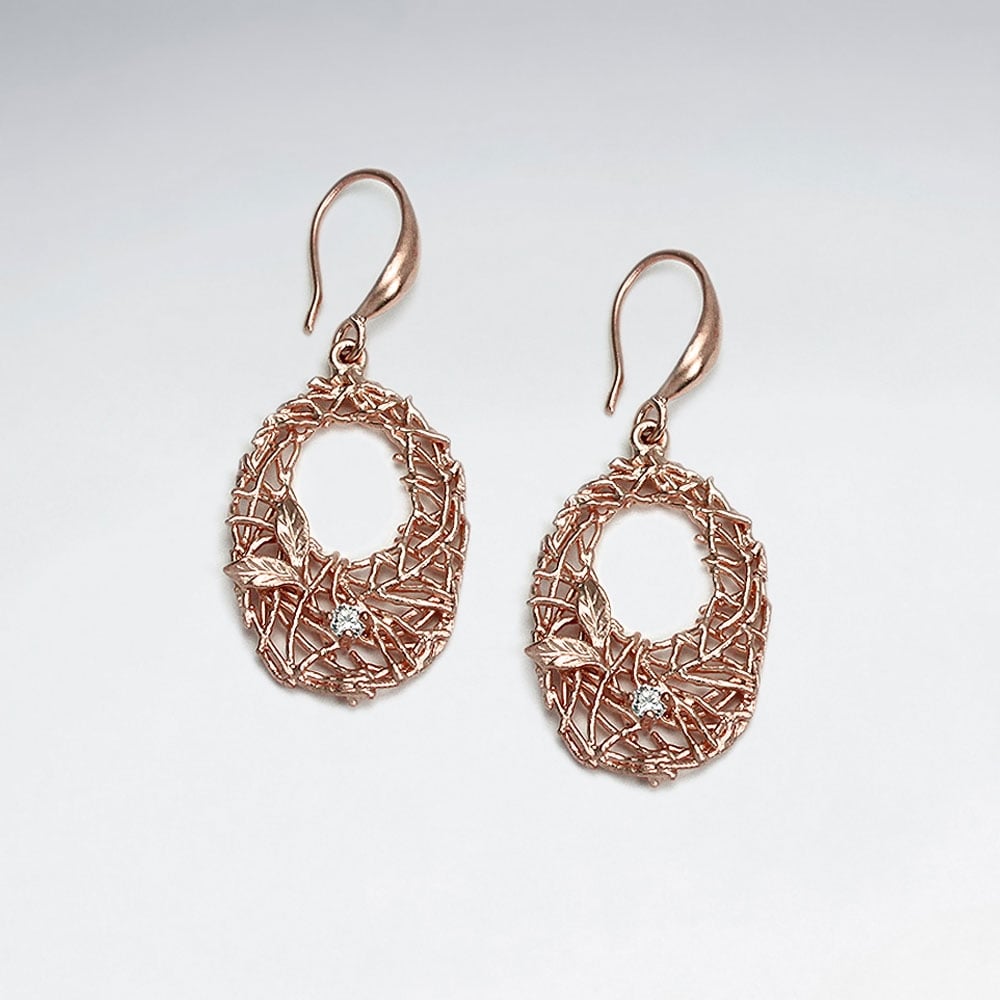 Brass Open Oval Texture Earrings