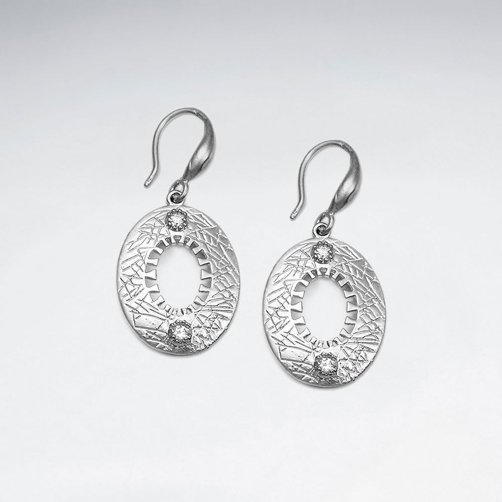 Openwork Oval Crystal Hook Earrings