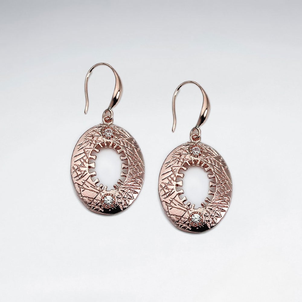 Openwork Oval Crystal Hook Earrings