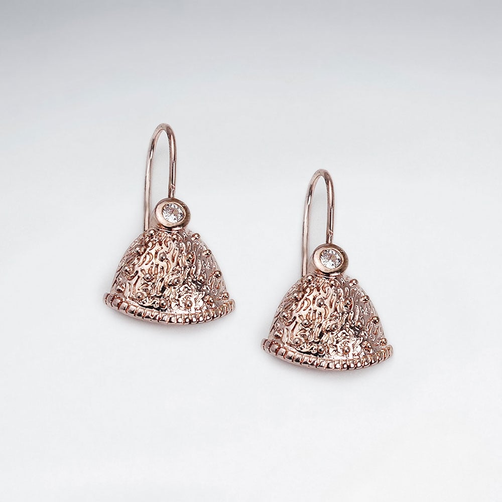 Brass Bells Textured Crystal Hook Earrings
