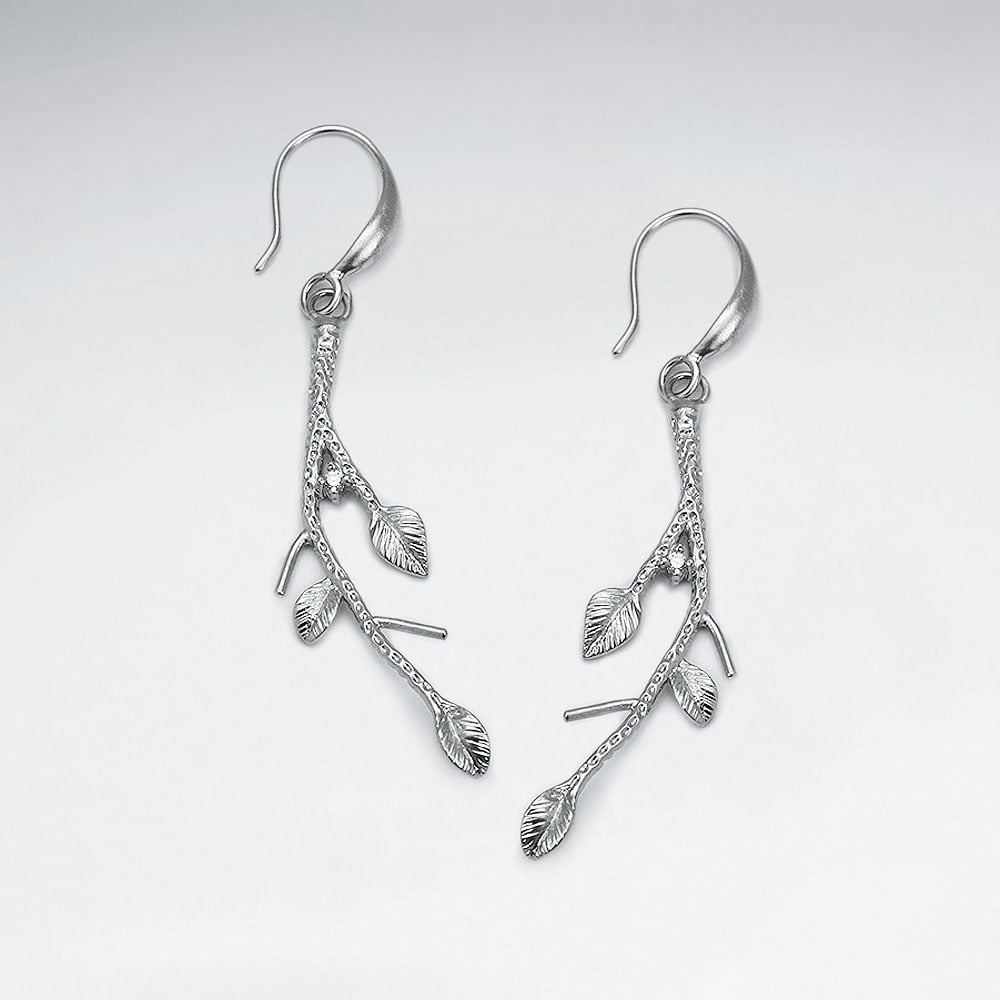 Brass Branches & Leaves Hook Earrings
