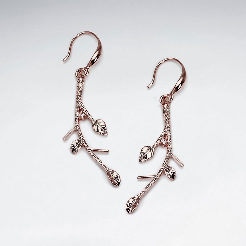 Brass Branches & Leaves Hook Earrings