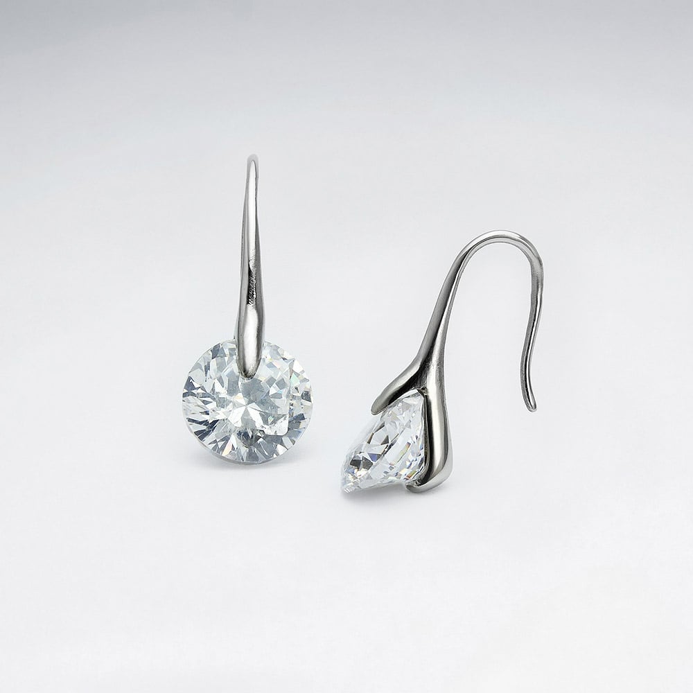 Stainless Steel Solitare CZ Earrings