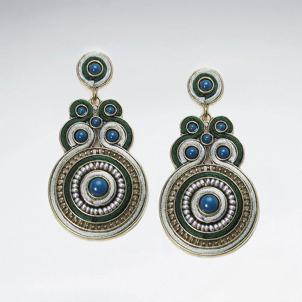 Brass Mixed Ornate Disc Earrings
