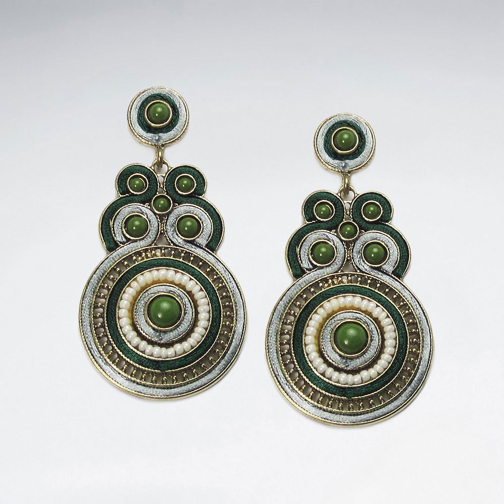 Brass Mixed Ornate Disc Earrings