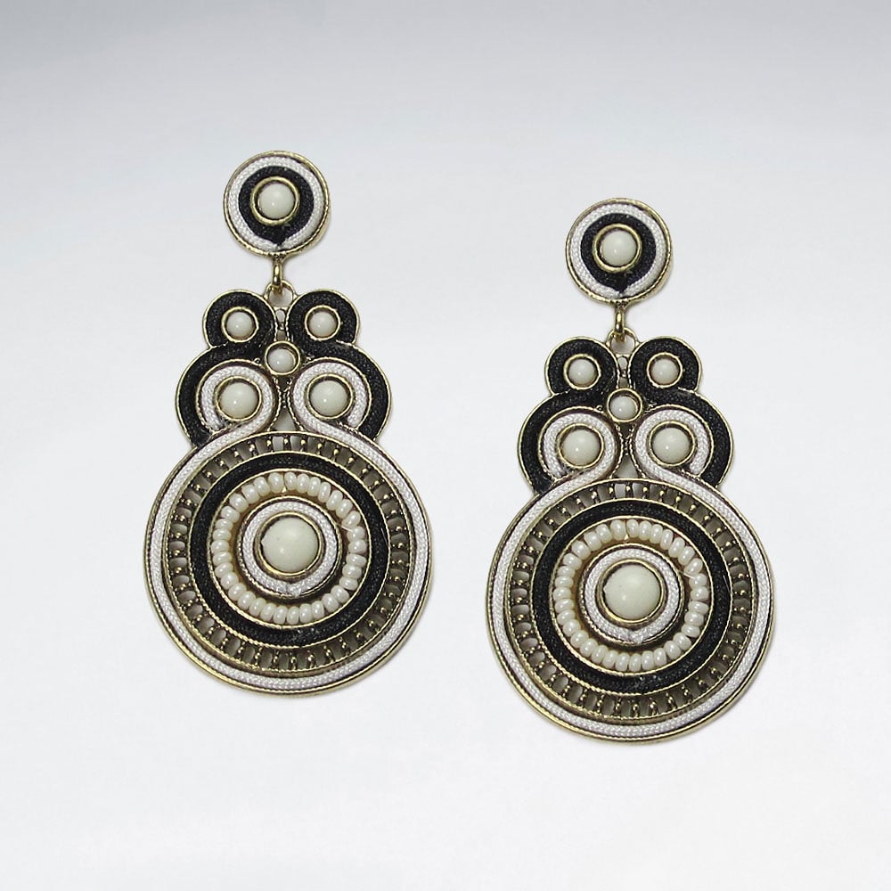 Brass Mixed Ornate Disc Earrings