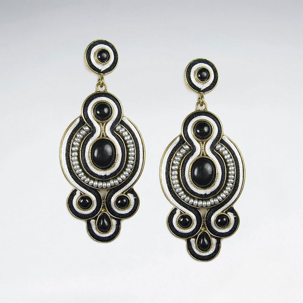 Antiqued Brass Mixed Stone Earrings