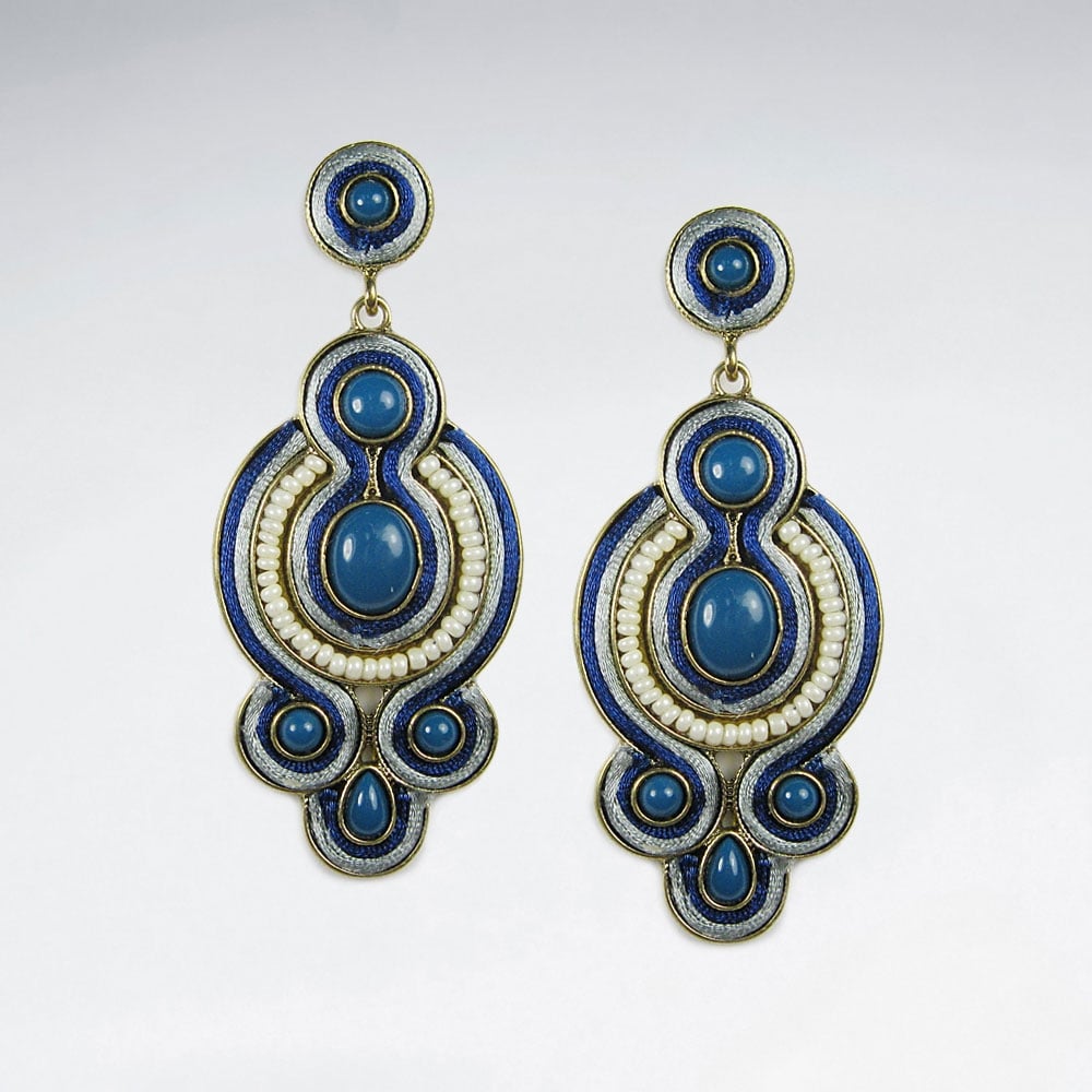 Antiqued Brass Mixed Stone Earrings