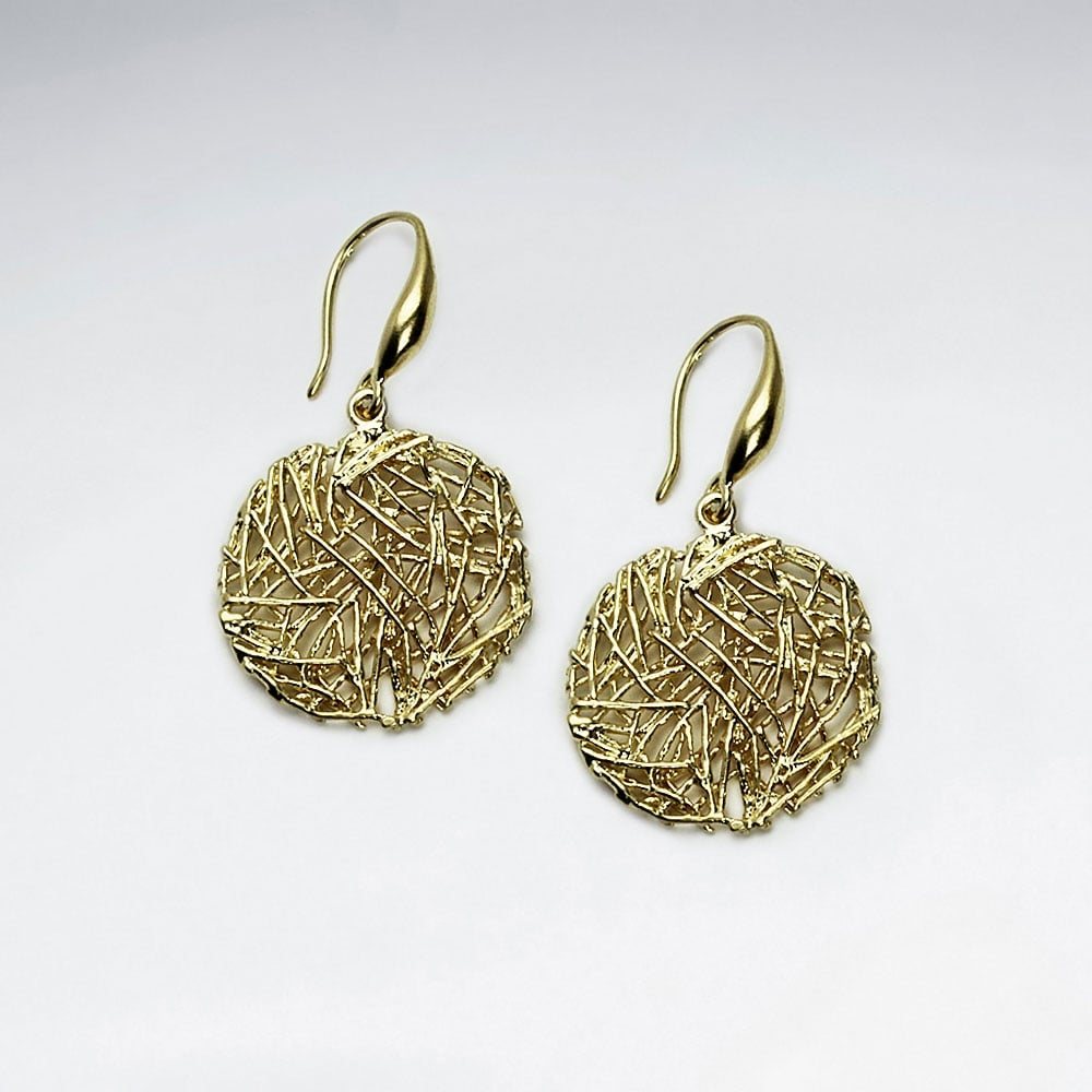 Brass Nest Disc Earrings