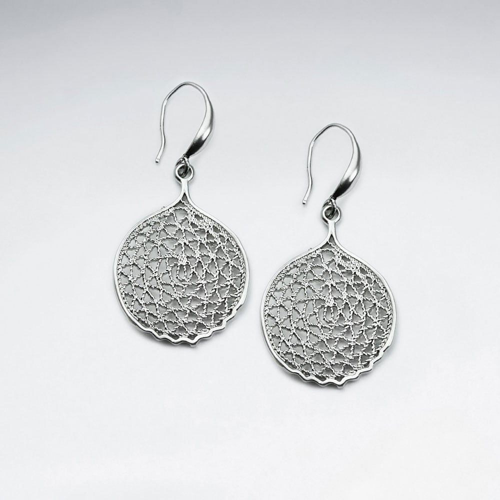 Brass Gfiligree Style Circle Disc Earrings