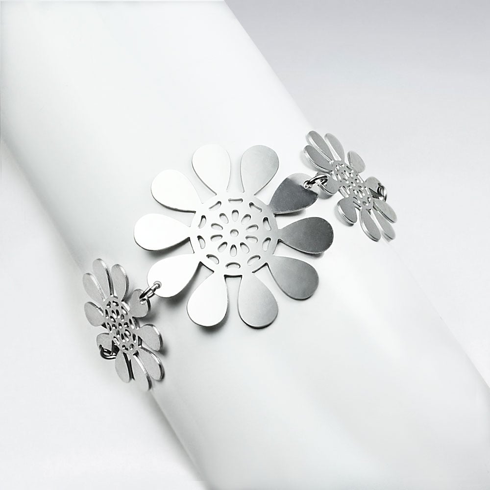 Stainless Steel Flower Silhouettes Bracelet