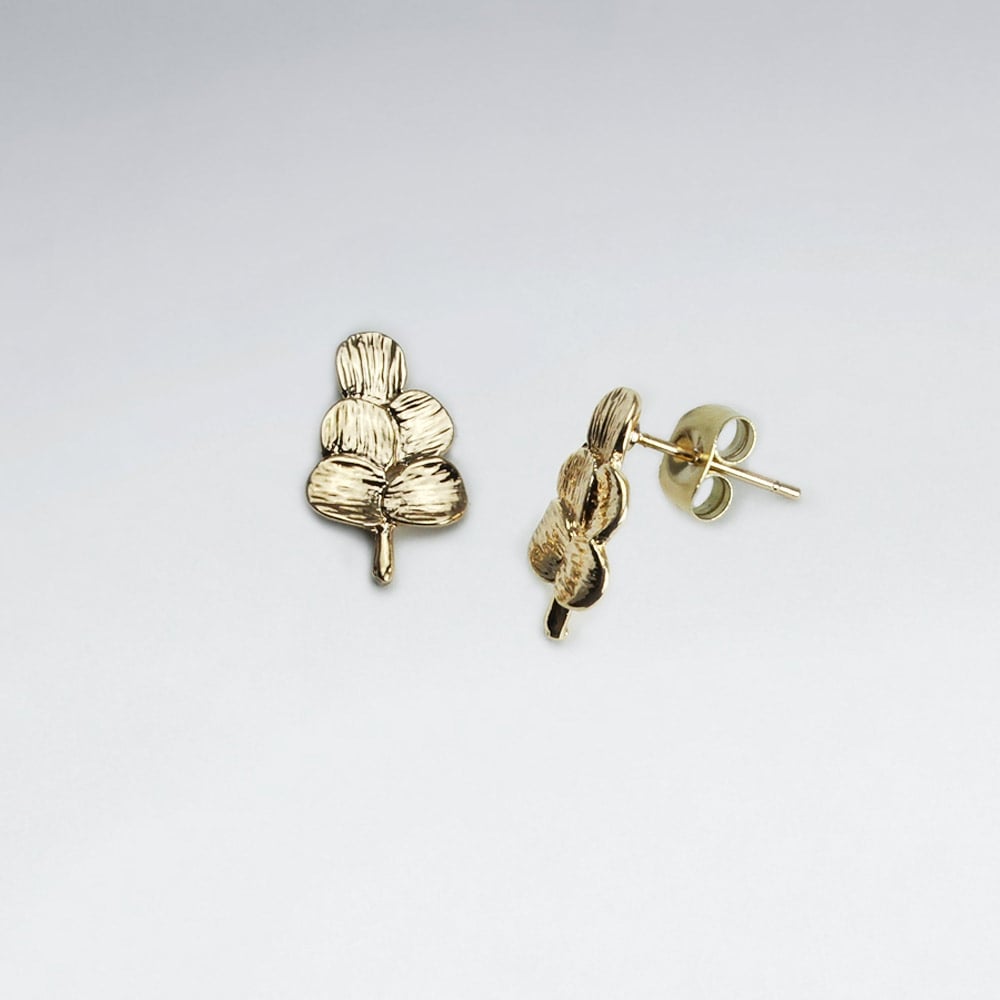 Brass Leaf Stud Earrings