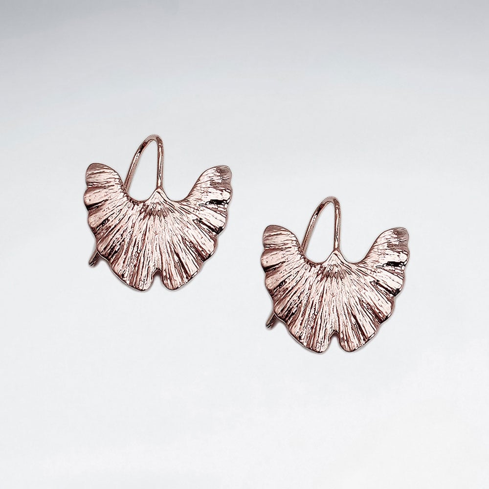 Brass Leaf Fan Stud Earringd