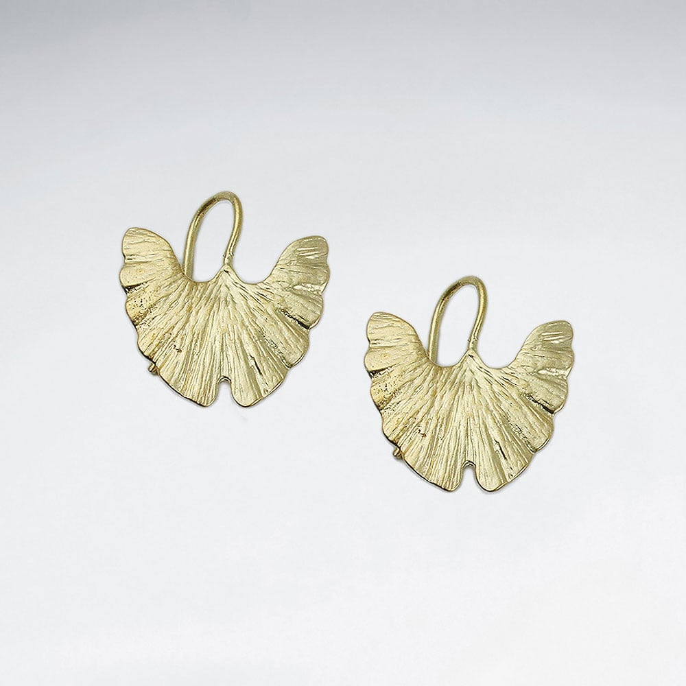 Brass Leaf Fan Stud Earringd