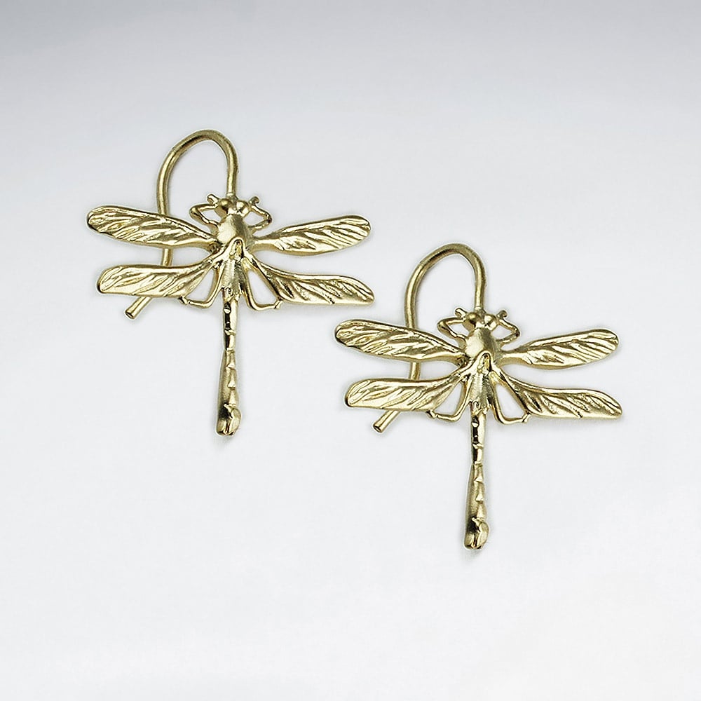 Brass Dragonfly Hook Earrings