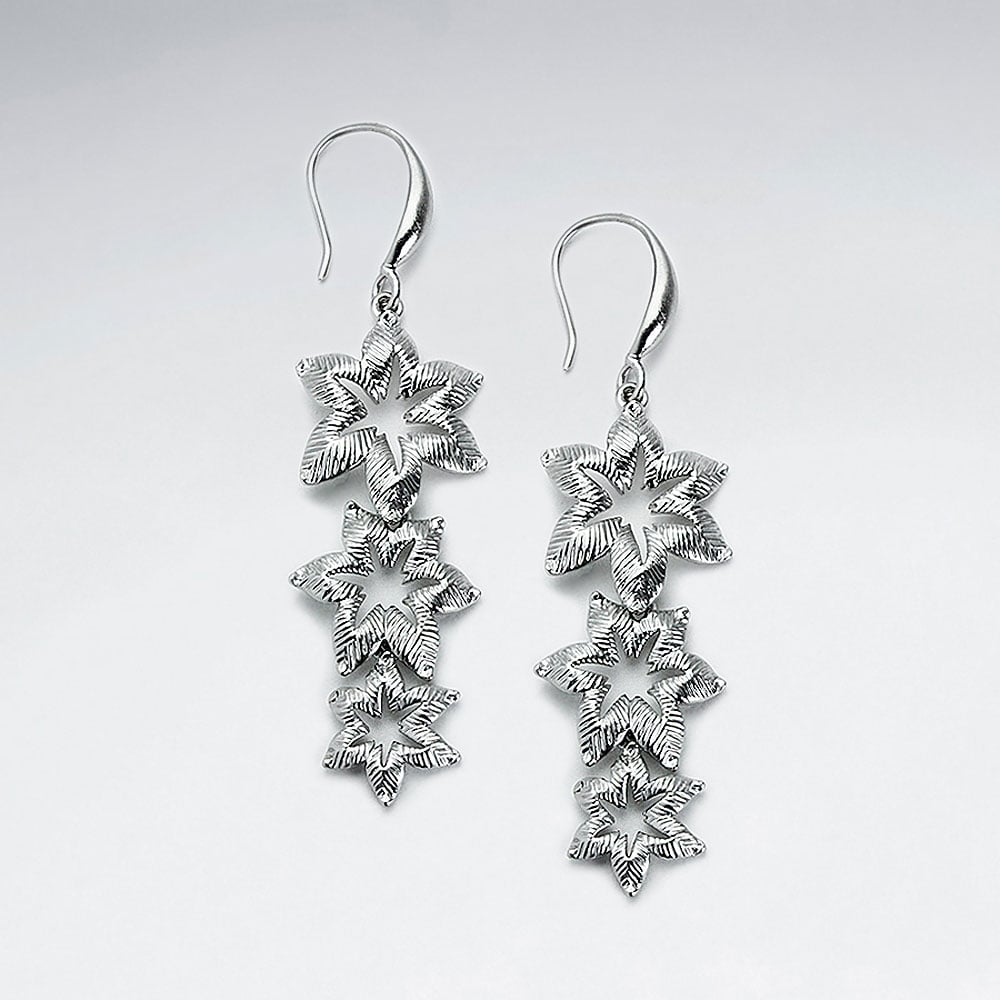 Brass Gradual Star Cascade Earrings