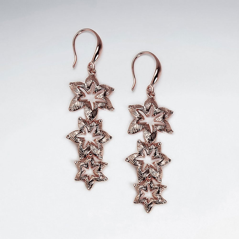 Brass Gradual Star Cascade Earrings