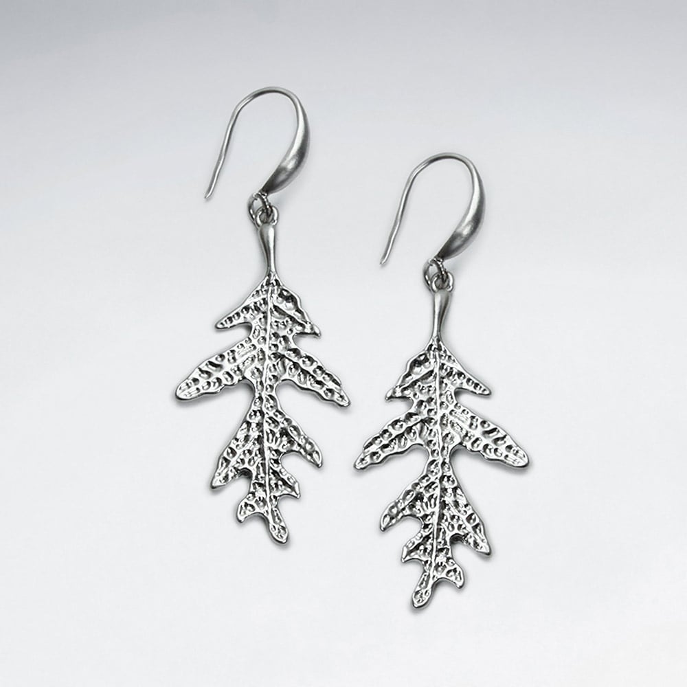 Brass Tree Lead Textured Hook Earrings