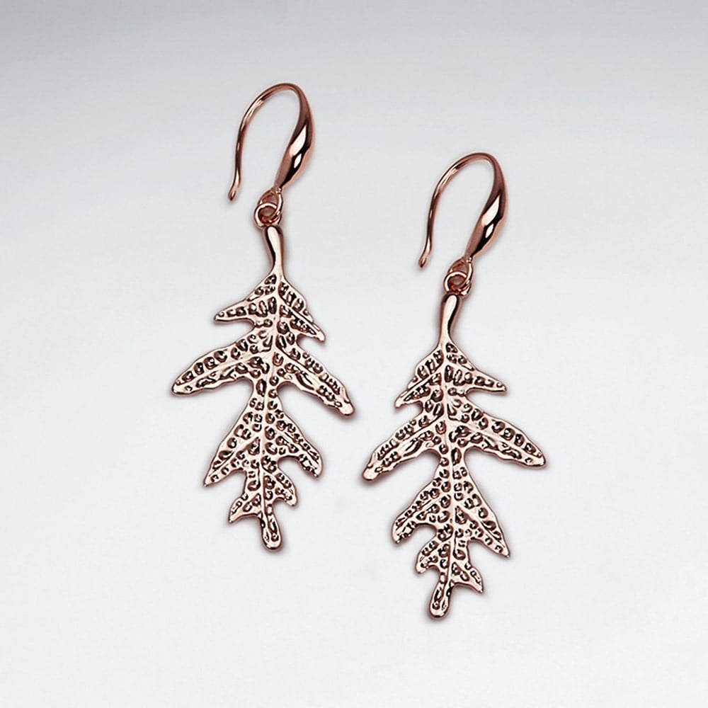 Brass Tree Lead Textured Hook Earrings