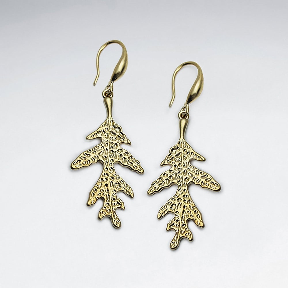 Brass Tree Lead Textured Hook Earrings