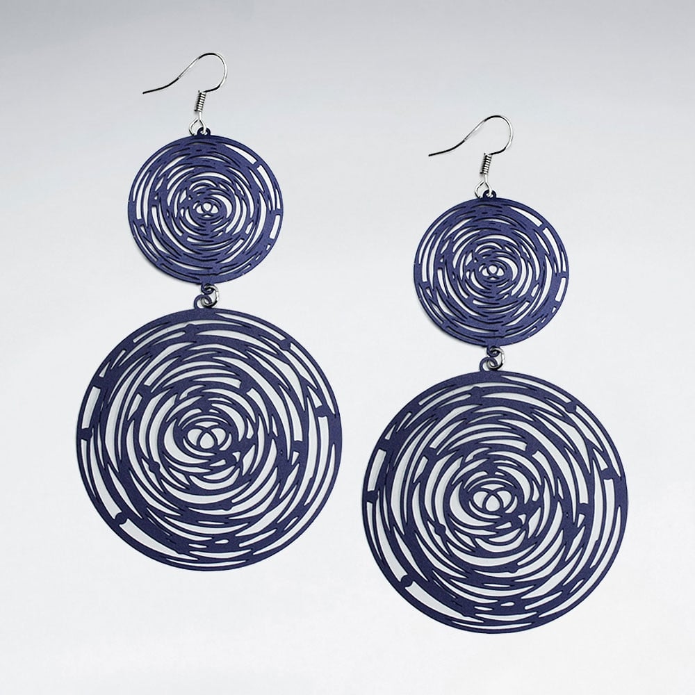 Double Gradual Abstract Fibers Spiral Circle Earrings
