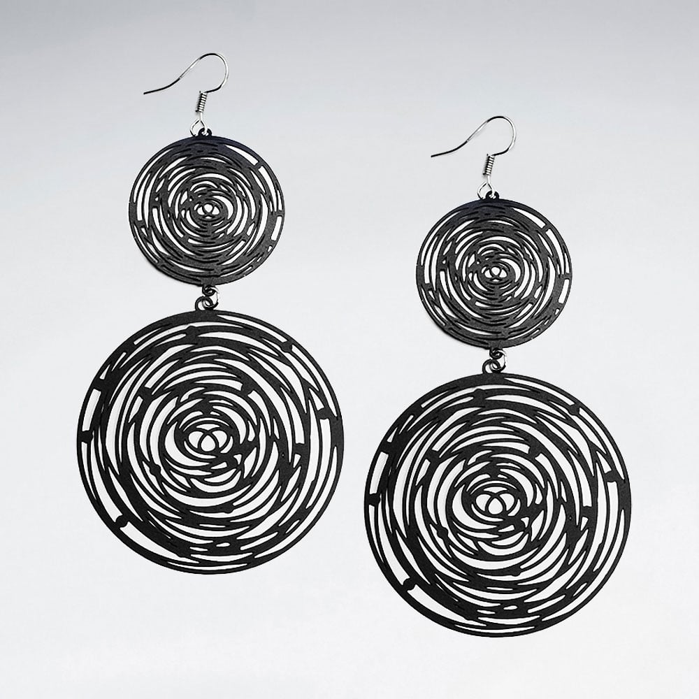 Double Gradual Abstract Fibers Spiral Circle Earrings