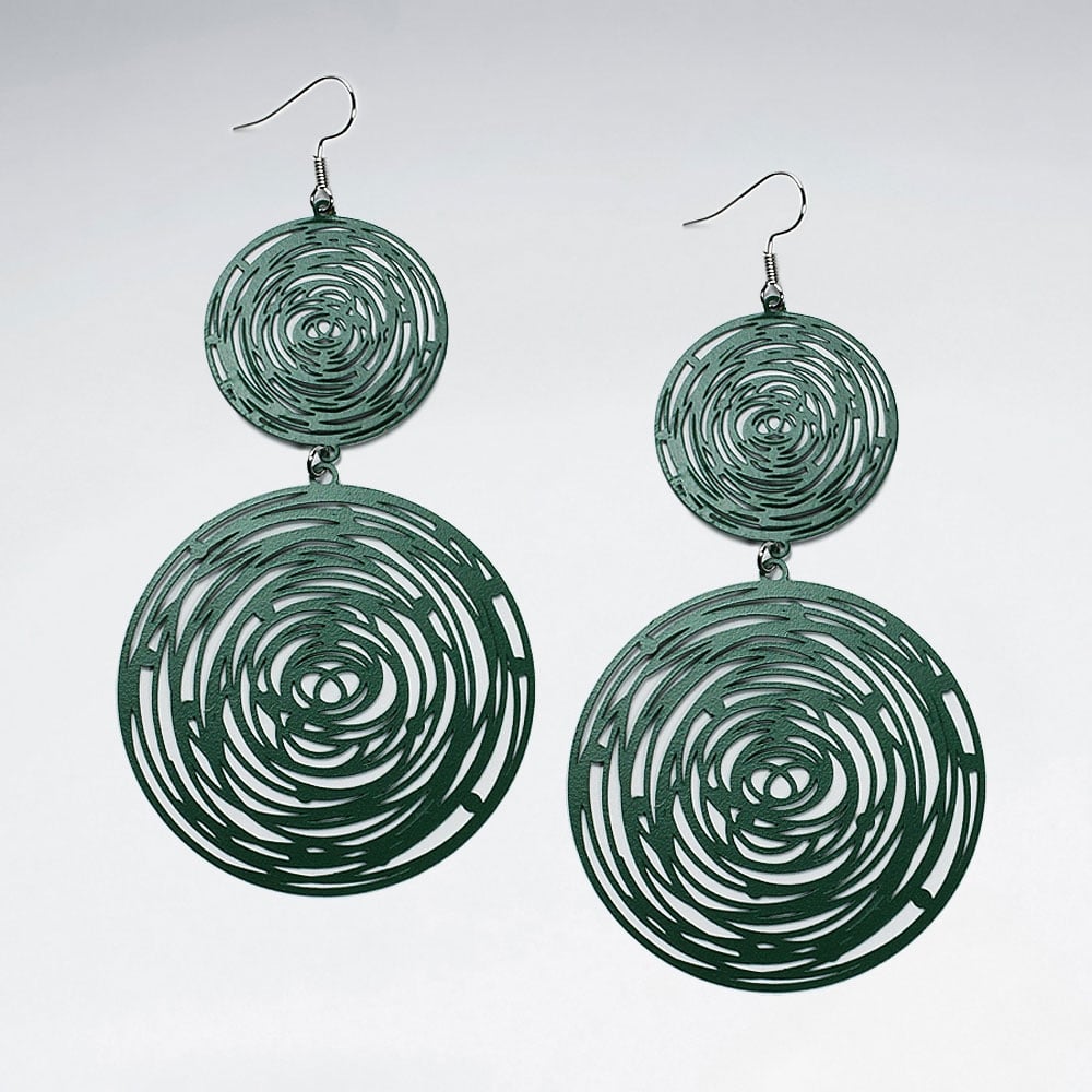 Double Gradual Abstract Fibers Spiral Circle Earrings