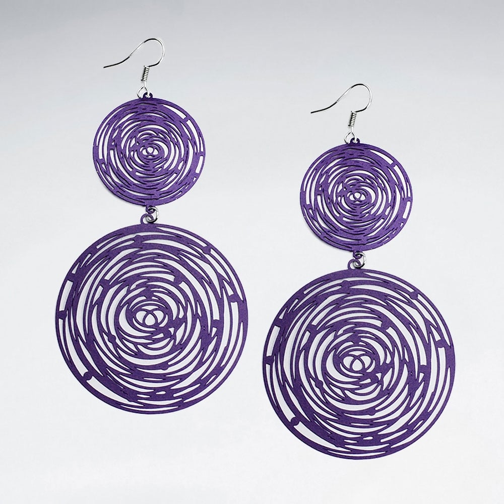 Double Gradual Abstract Fibers Spiral Circle Earrings