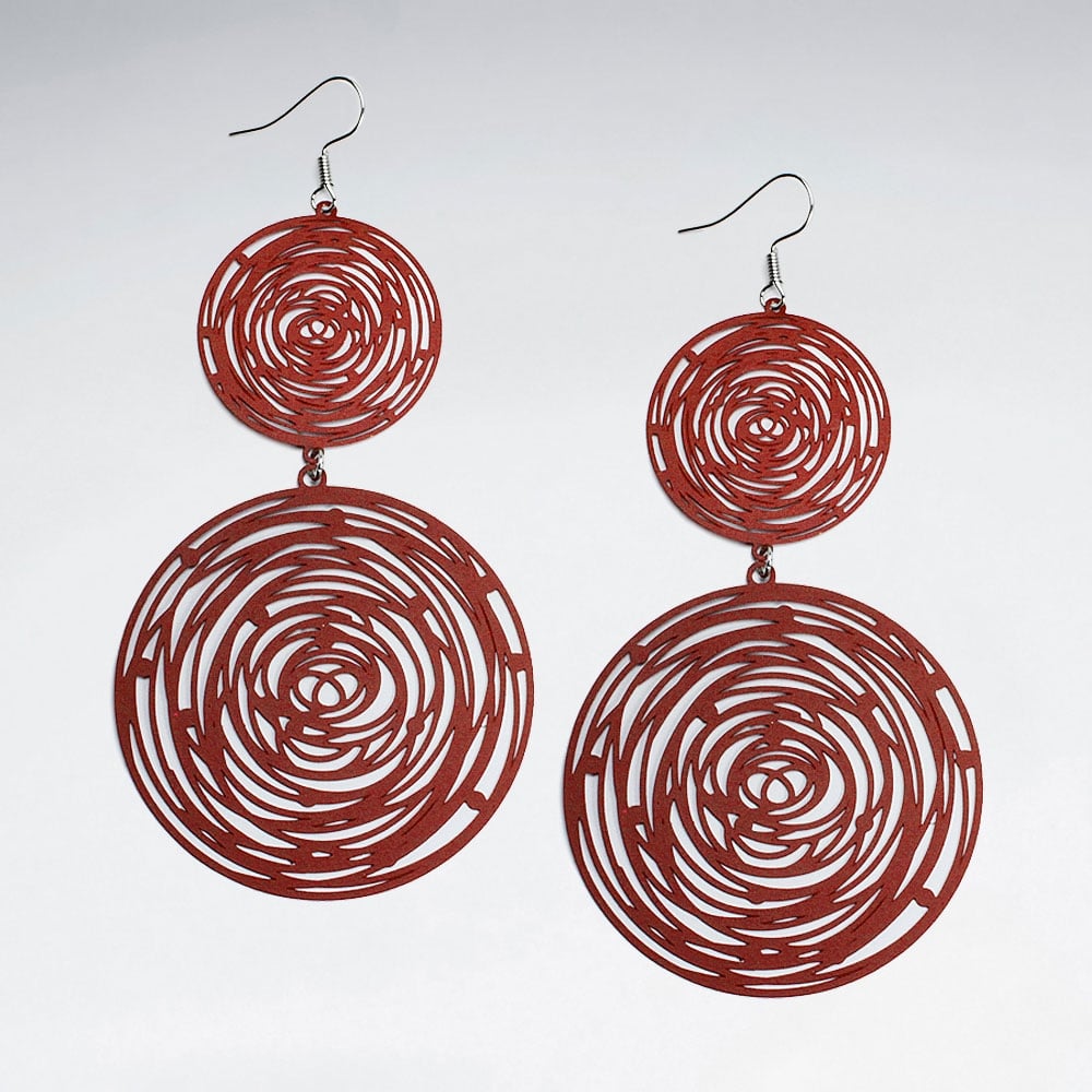 Double Gradual Abstract Fibers Spiral Circle Earrings