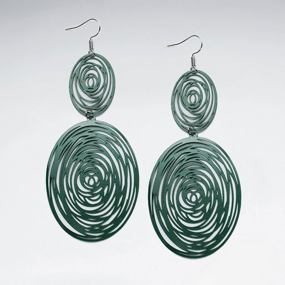 Brass Oval Spiral Abstract Gradual Drop Dangle Hook Earrings