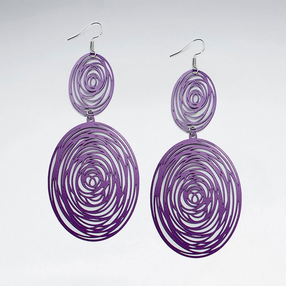 Brass Oval Spiral Abstract Gradual Drop Dangle Hook Earrings