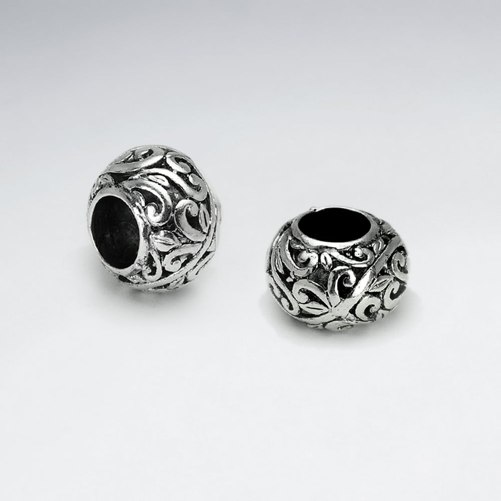 Brass Oxidized Ornate Designs Bead Pack Of 5 Pieces