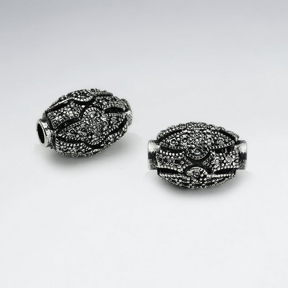 Brass Oxidized Elegant Oval  Bead Pack Of 5 Pieces
