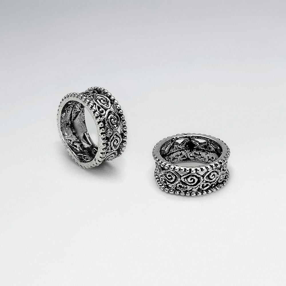 Brass Oxidized Swirls Texture  Bead Pack Of 5 Pieces