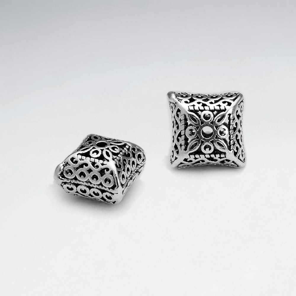 Brass Oxidized Boxed Perforated Puff Bead Pack Of 5 Pieces