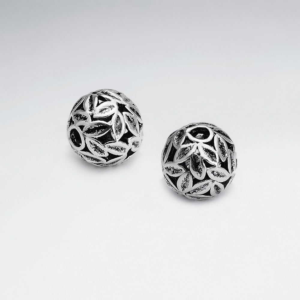 Brass Oxidized Ornate Ball Bead Pack Of 5 Pieces