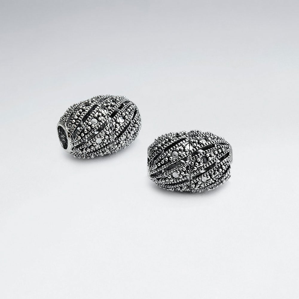 Brass Oxidized Wrap Embellished Bead Pack Of 5 Pieces