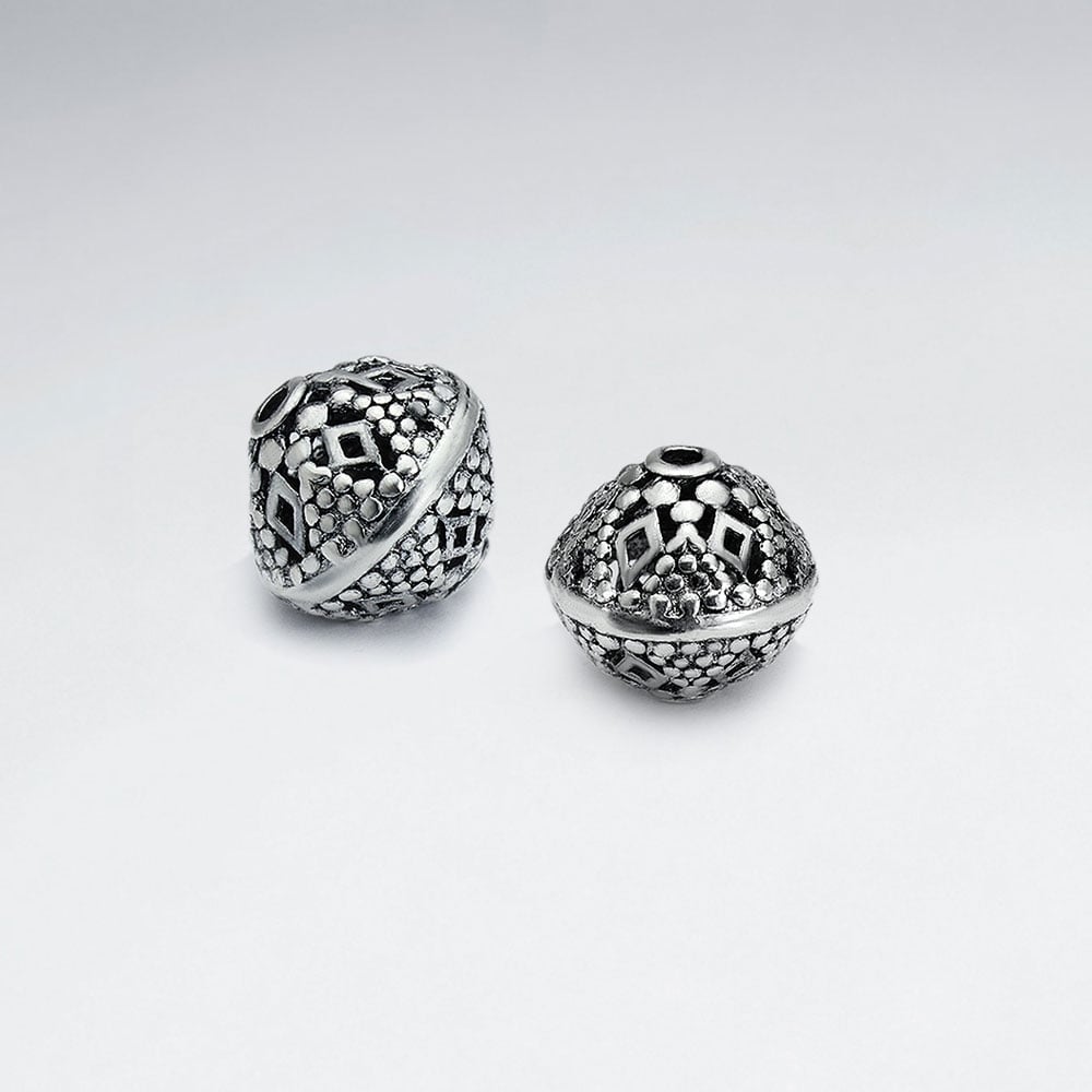 Brass Oxidized Ornate Chamber Bead Pack Of 5 Pieces