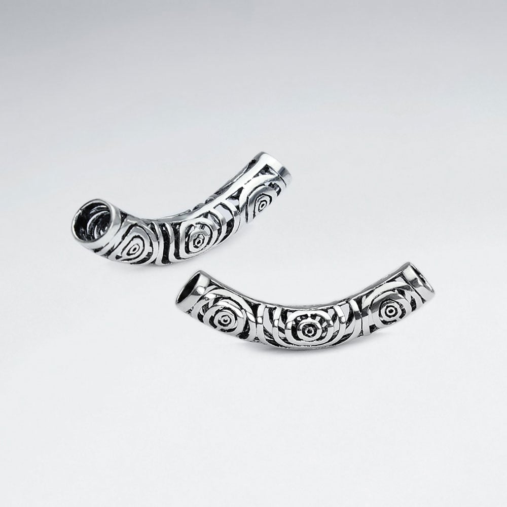 Brass Oxidized Decorated Cutout Swirls Curved Bead Pack Of 5 Pieces
