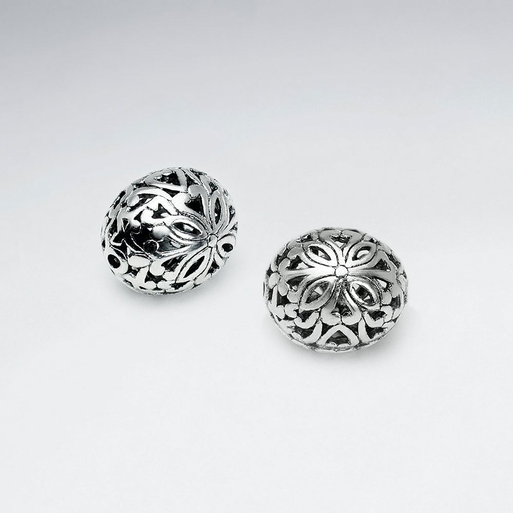 Brass Oxidized Cutout Puffed Bead Pack Of 5 Pieces