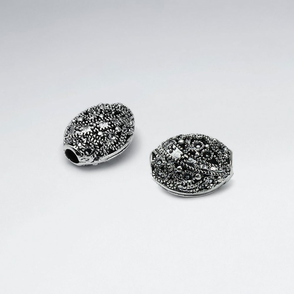 Brass Oxidized Elegant Egg Shaped Bead Pack Of 5 Pieces