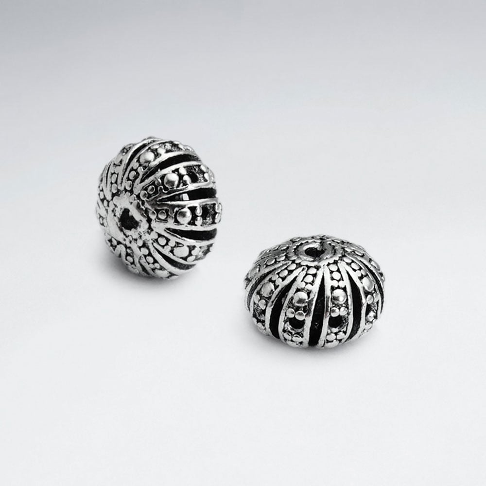 Brass Oxidized Puffed Openwork Lantern Inspired Bead Pack Of 10 Pieces