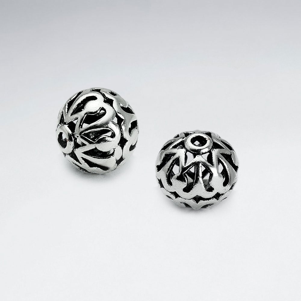 Brass Oxidized Openwork Hollow Ball Bead Pack Of 10 Pieces