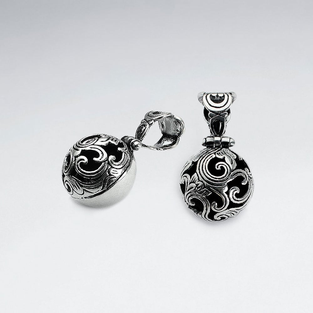 Brass Oxidized Openwork Puffed Ball Pendant Pack Of 2 Pieces