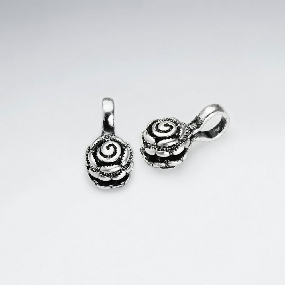 Brass Oxidized Dainty Rose PendantPack Of 5 Pieces