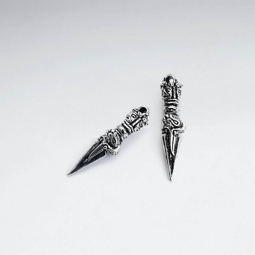 Brass Oxidized Detailed Dagger Pendant Pack Of 10 Pieces