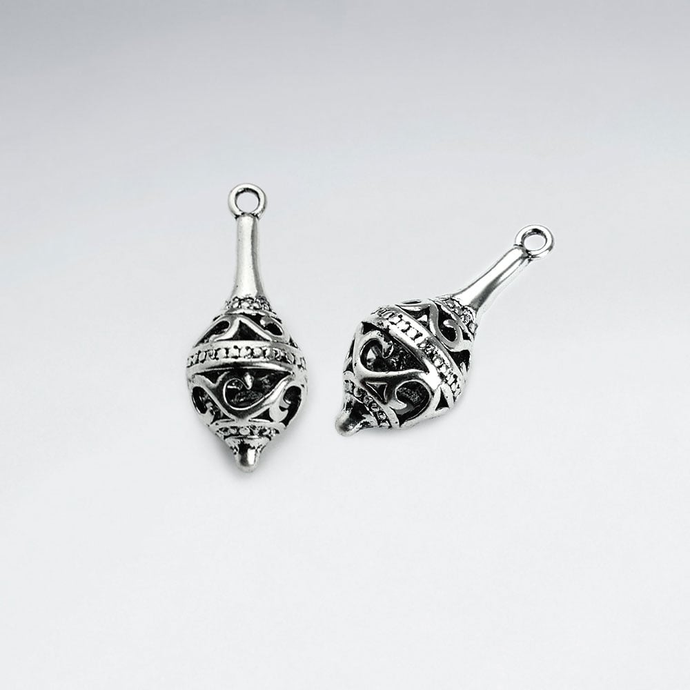 Brass Oxidized Ornate Embellished "Top" Pendant Pack Of 5 Pieces