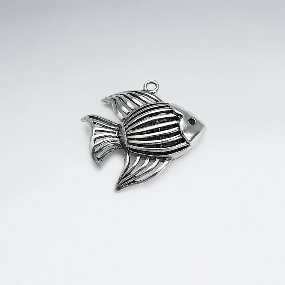 Brass Oxidized Textured Fish Pendant Pack Of 5 Pieces