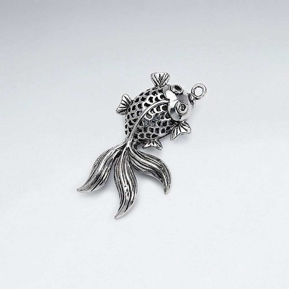 Brass Oxidized Detailed Koi Fish Pendant Pack Of 5 Pieces